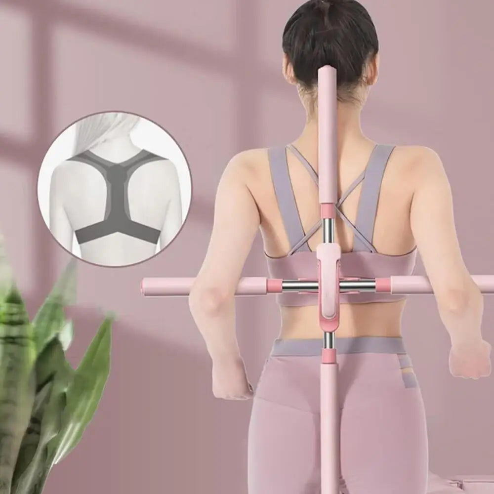 Standing Training Stick Adjustable Yoga Pole Stainless Steel Removable Back Posture Cross Open Back